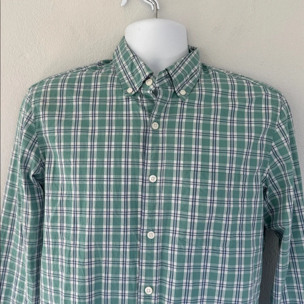 J. Crew mint green plaid flex washed slim fit button down dress shirt medium